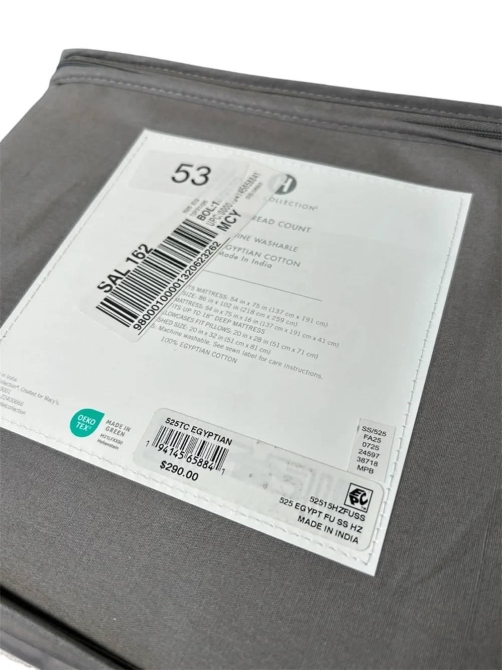 Hotel Collection 100% Egyptian Cotton Full Sheet Set 525 Thread Count
